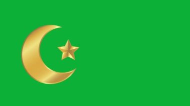 Yeşil zemin üzerinde altın yıldız ve ay 