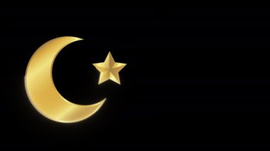 Siyah zemin üzerinde altın yıldız ve ay 