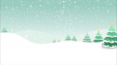 Kar manzarası, kışın Noel ağaçları, karla kaplı topraklar. 