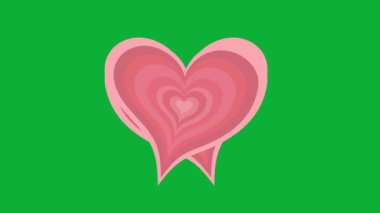 Yeşil arkaplanda hareket eden kırmızı çizgili kalp etiketi 