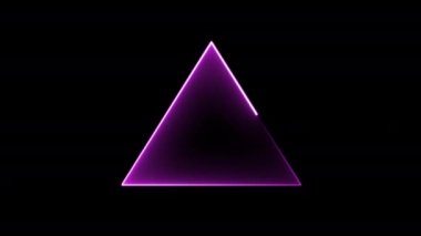 Neon üçgenin neon aydınlatması, parlak renk çerçevesi 