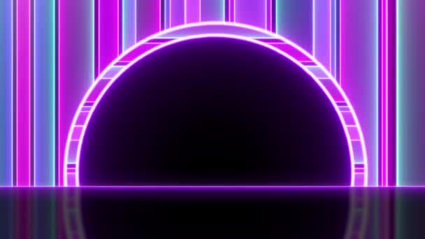 Illuminazione Neon Neon Cerchio Modello Spogliato Rendere — Video Stock