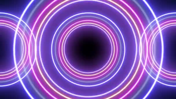 Leuchtende Helle Neonbeleuchtung Von Kreisen — Stockvideo