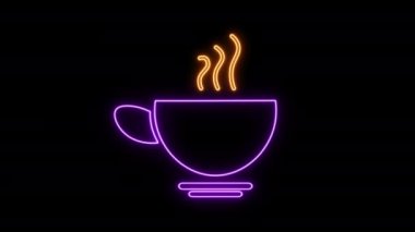 Parlak neon ışıklı kahve fincanı içecek tabelası 