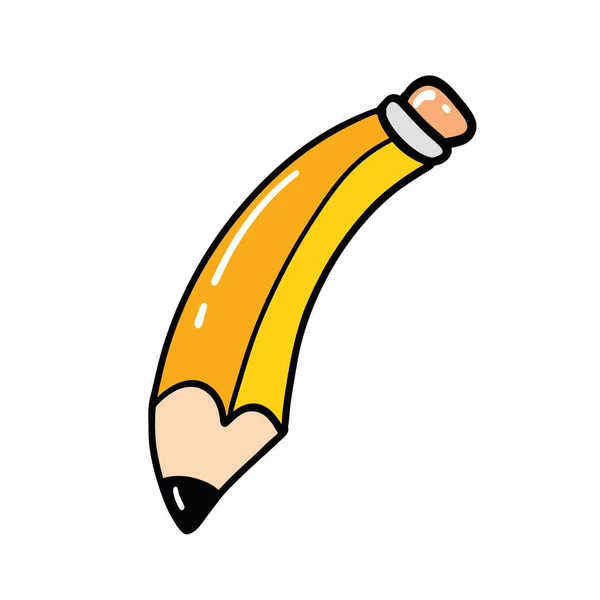 Weißer Hintergrund Und Gelbe Cartoon Kunst Von Bleistift — Stockvektor