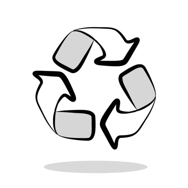 Draaiend Rond Bord Recycle Sign Pijlen Geïsoleerd Witte Achtergrond — Stockvector