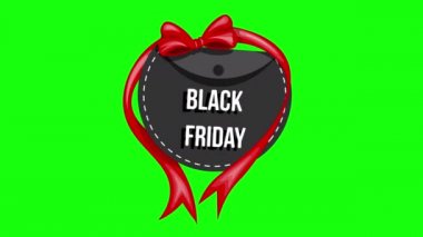 Kırmızı kurdeleli Kara Cuma rozeti, 4K, afiş şablonu tasarımı, yeşil arkaplan 