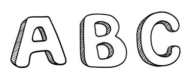 alfabe abc illüstrasyonu, dijital hat sanatı