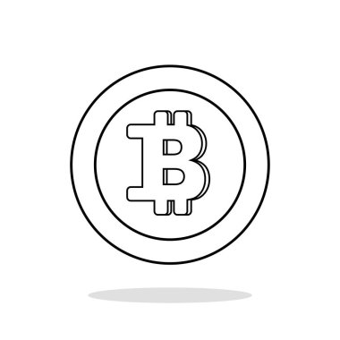 Beyaz arkaplandaki bitcoin 'in basit çizimi 
