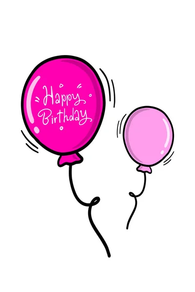 Happy Birthday Doodle Balloons Simple Illustration — Stock Vector