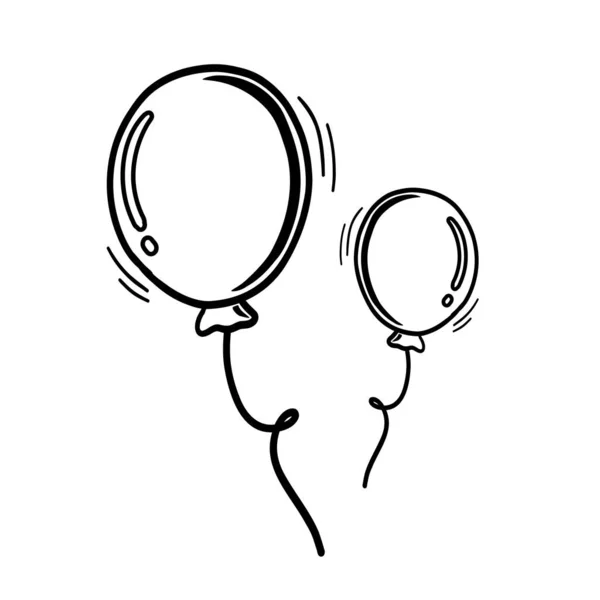 Joyeux Anniversaire Doodle Balloons Illustration Simple — Image vectorielle
