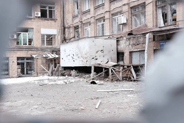 Mariupol Ucrânia Março 2022 Guerra Rússia Contra Ucrânia Edifício Danificado — Fotografia de Stock