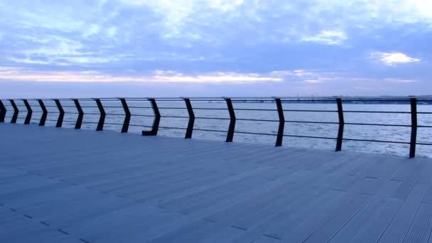 Wooden Pier Mariupol Marina Sunset Time Winter Azov Sea — Stockvideo