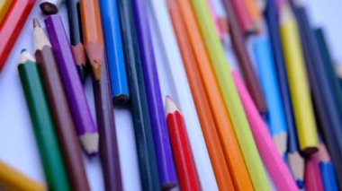 Colored Pencils on the white background with side motion.