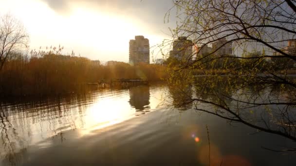 Krásný Letecký Výhled Sumy Vodní Krajina Městem Slunečném Letním Dni — Stock video