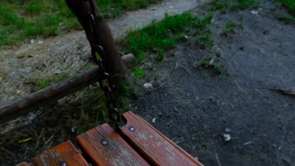 Wooden Swing Garden Sunset Time — Stockvideo