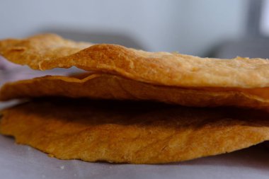 Fresh Puff Cakes for Napoleon Cake Puff pastry for dessert Milfey. French pastries. Napoleon cake layers.