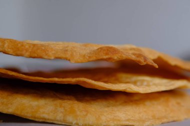 Fresh Puff Cakes for Napoleon Cake Puff pastry for dessert Milfey. French pastries. Napoleon cake layers.