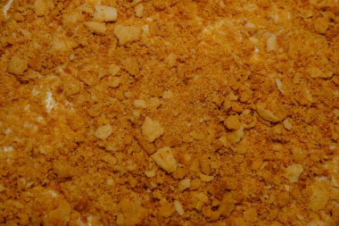 Board with delicious Napoleon cake, close up with selective blur.