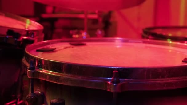 Drummer Rehearsing Drums Rock Concert Man Recording Music Drum Set — Stock Video