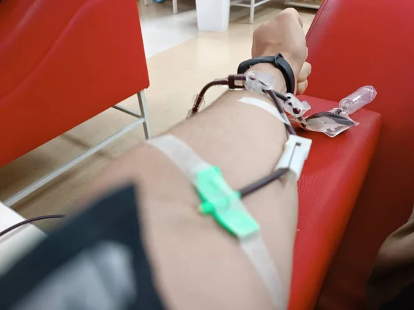 Doação Sangue Transfusão Sangue Verificação Especificada Jejum Cuidados Saúde Braço — Fotografia de Stock