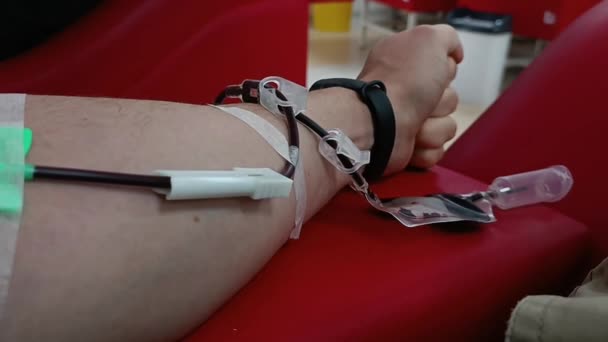 Donazione Sangue Trasfusione Sangue Controllo Specificato Digiuno Assistenza Sanitaria Braccio — Video Stock