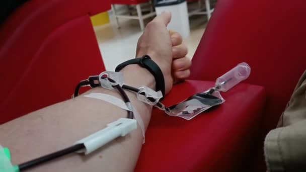 Donazione Sangue Trasfusione Sangue Controllo Specificato Digiuno Assistenza Sanitaria Braccio — Video Stock