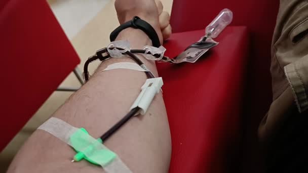 Doação Sangue Transfusão Sangue Verificação Especificada Jejum Cuidados Saúde Braço — Vídeo de Stock