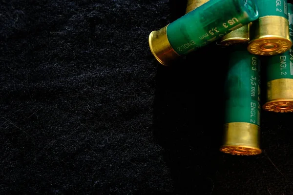 Hagelgevär Svart Yta Ammunition För Gauge Smoothbore Vapen Jagar Ammunition — Stockfoto