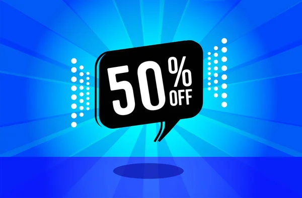 50 percent discount. blue banner with floating balloon for promotions and offers. Vector Illustration.