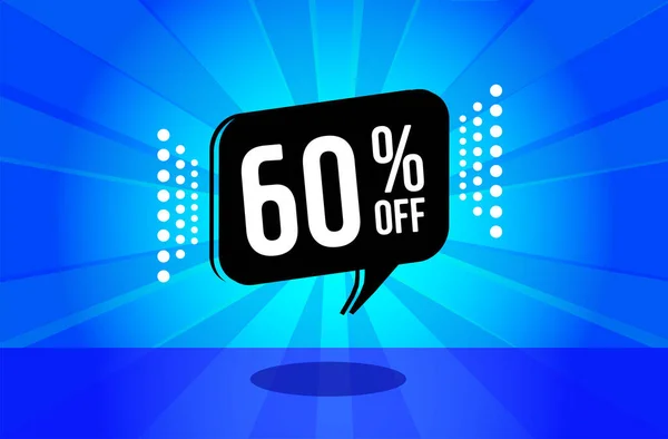 60 percent discount. blue banner with floating balloon for promotions and offers. Vector Illustration.