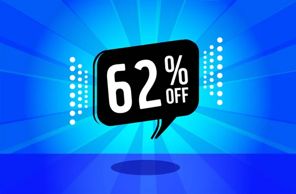 62 percent discount. blue banner with floating balloon for promotions and offers. Vector Illustration.