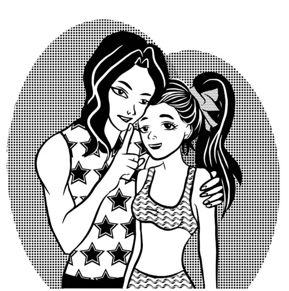 Modern couple guy with upraised finger. black and white. Vector art.