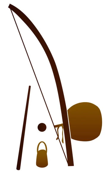 This is a single-string percussion instrument a musical bow used in the sport called capoeira. Vector illustration isolated on white background.