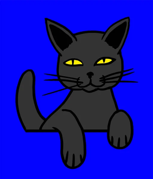 Gato Gris Con Los Ojos Amarillos Mirando Por Esquina Para — Vector de stock