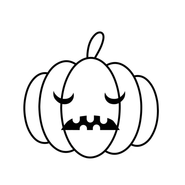 White Pumpkin Sad Halloween Icon Vector Illustration Isolated White Background — Stock Vector