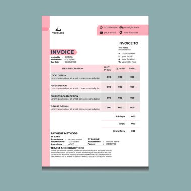 profesyonel fatura tasarım şablonu vektörü