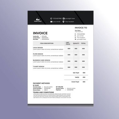 profesyonel fatura tasarım şablonu vektörü