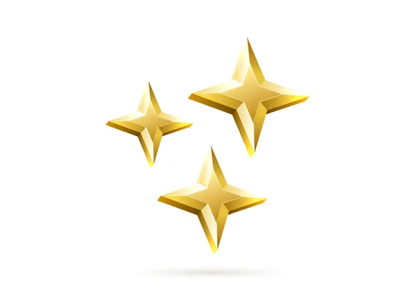 Vetor realista estrelas brilhantes douradas ícone 3d — Vetor de Stock