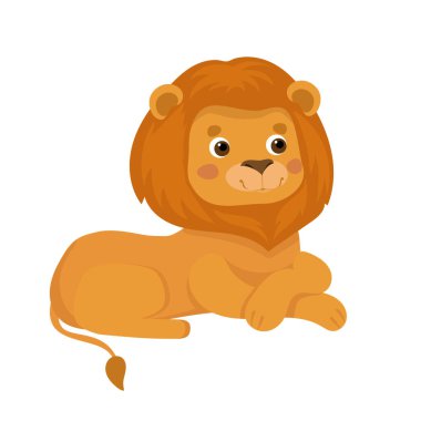 Çocuklar için sevimli yassı aslan tasarımı