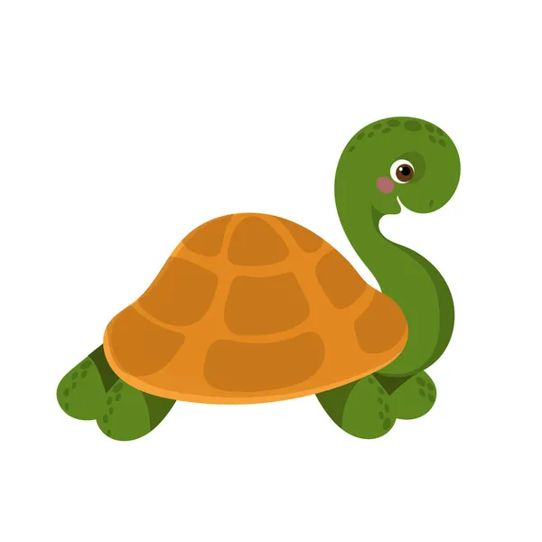 Vector schattig schildpad karakter platte kinderen ontwerp — Stockvector