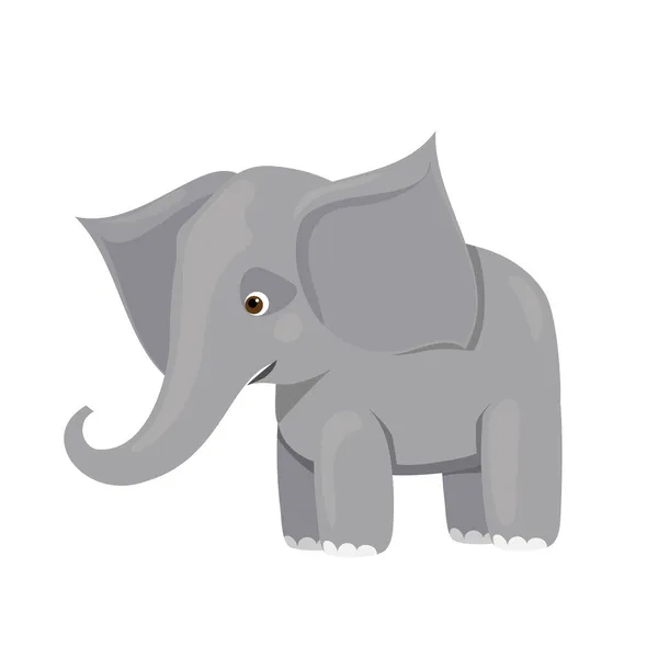 Διάνυσμα χαριτωμένο επίπεδη χαρακτήρα ελέφαντα χαμογελώντας ένα Διάνυσμα Αρχείου