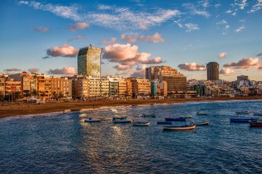 Gün batımında Las Canteras plajı manzarası, Büyük Kanarya