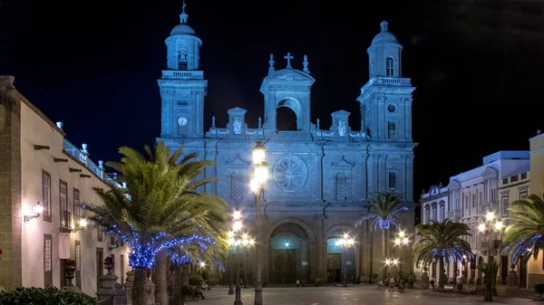 Vista Nocturna Plaza Santa Ana Las Palmas Gran Canaria —  Fotos de Stock