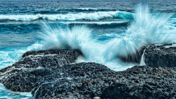 Хвилі Пляж Довга Експозиція Фон — стокове фото