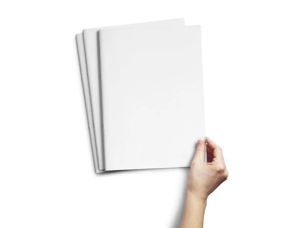 A4広告雑誌パンフレットモックアップ3Dレンダリングホワイト背景 — ストック写真