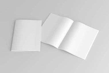 A4 Reklam Dergisi Broşürü Model 3D Hazırlama Beyaz Arkaplanı