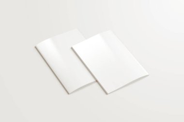A4 Reklam Dergisi Broşürü Model 3D Hazırlama Beyaz Arkaplanı