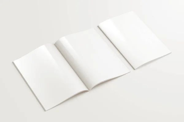 Advertising Magazine Brochure Mockup Rendering White Background — 图库照片