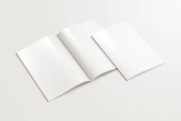 Advertising Magazine Brochure Mockup Rendering White Background — 스톡 사진